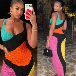 Mara Hoffman Ramona Colorblock Scrunch Midi Dress